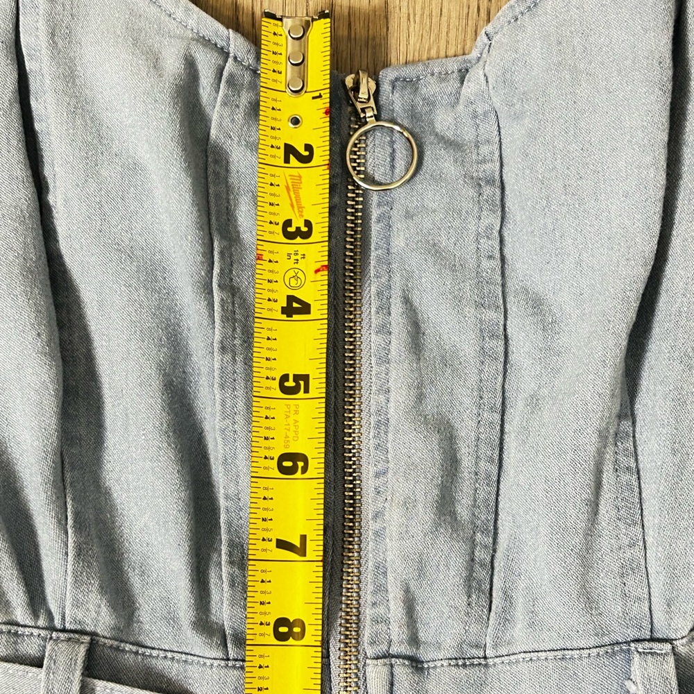 IRIS Basic Womens Denim Jumpsuit Blue Size M Belted Casual One Piece - Picture 14 of 16